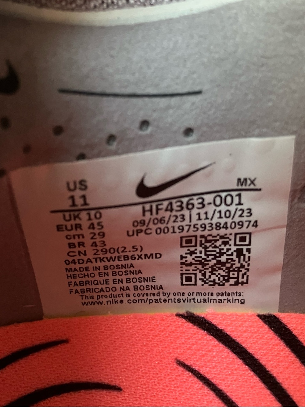 Nike Phantom Luna 2 Elite SG PRO AC Cleats Grey HF4363-001 Size 11, New - Picture 13 of 13